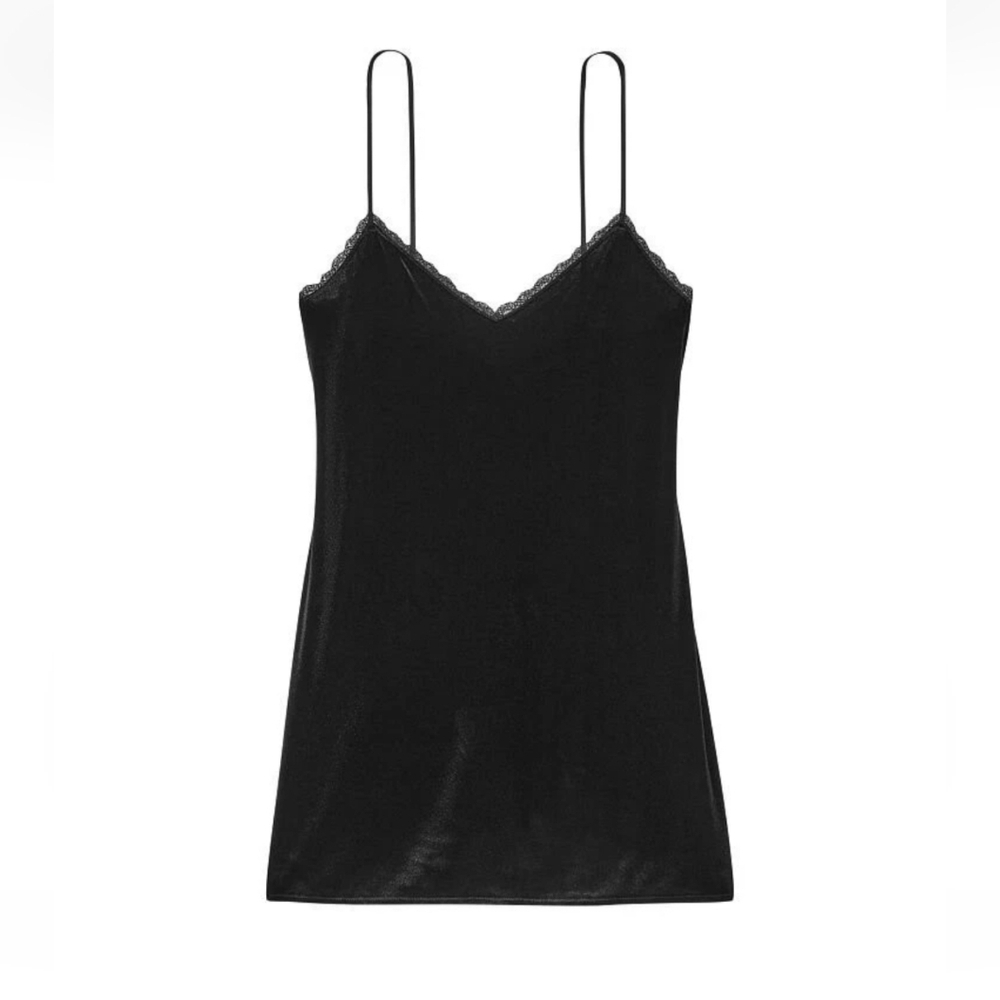 Victoria's Secret Velvet Lace Trim V-Neck Slip Dress size M